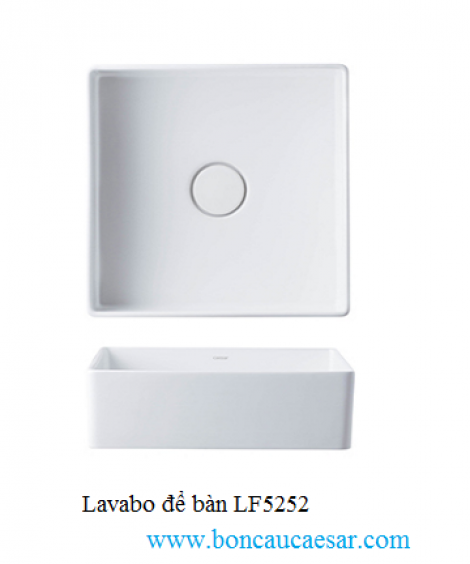 Lavabo đặt bàn Caesar LF5252 trụ xả nắp sứ